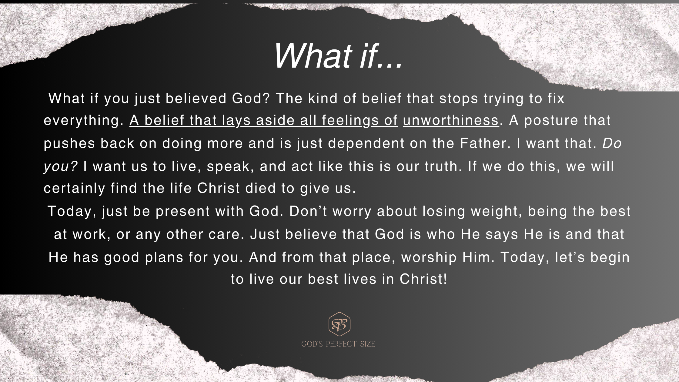 What if You Believed God…